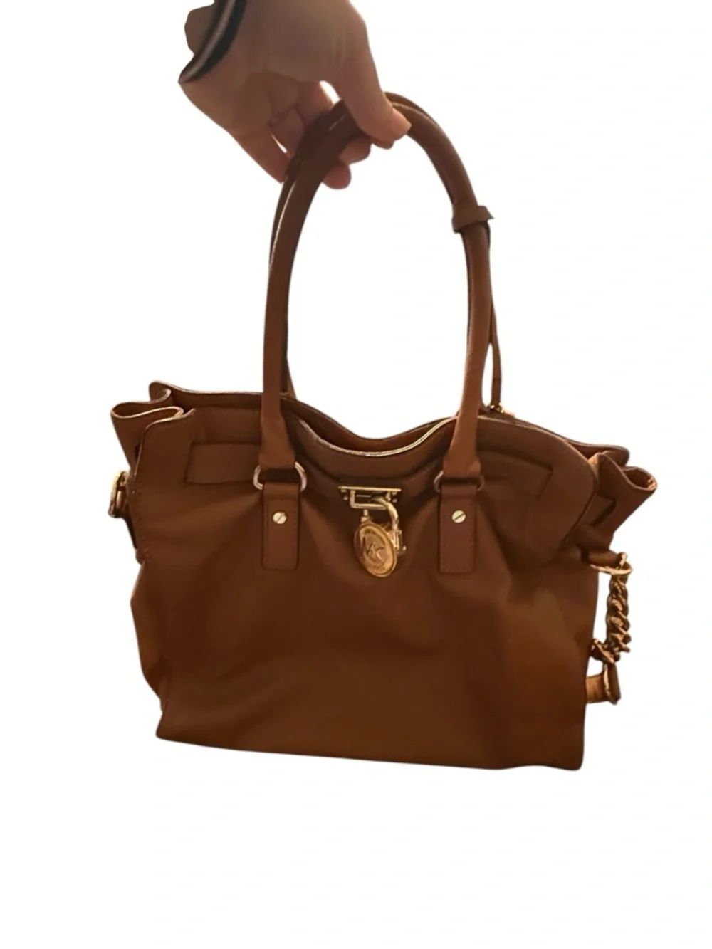 Michael Kors Tan Leather Satchel with Gold Hardware